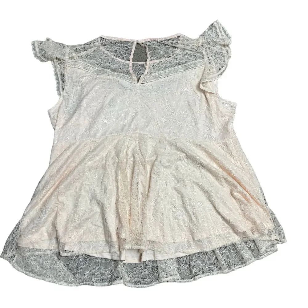 Torrid Women's Plus Size 3x Lace Peplum Blush Sleeveless Top NWT - Picture 8 of 8
